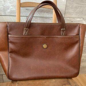 RARE Vintage 1990s Tour Eiffel Paris Tote | Genuine Brown Leather | Shoulder Bag